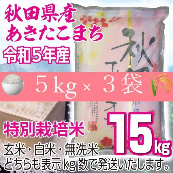 農家直送 秋田県産 令和5年 あきたこまち 15kg 特別栽培米 秋田小町