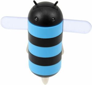 Gen honeyDru phone charger Blue in std pack LEDの目が光るかわいいミツバチ型の2アン