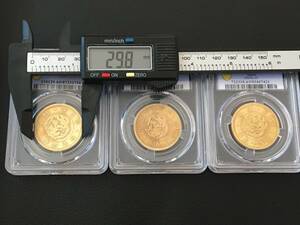 KS3)日本明治十圓金メダル、コイン3枚ケース入り