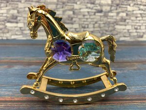 □●SWAROVSKI ELEMENT 木馬 オブジェ 置き物 保管品 (S0508)