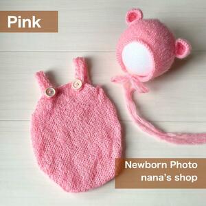  pink!.. ear hat . bear overall new bo-n photo photographing costume bonnet 