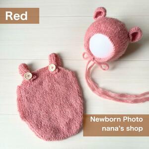  red!.. ear hat . bear overall new bo-n photo photographing costume bonnet 