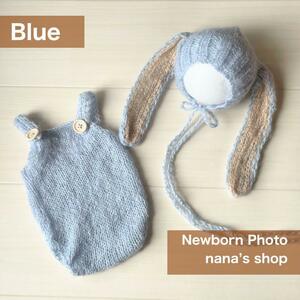  blue!... ear hat . rabbit overall new bo-n photo photographing newborn baby 