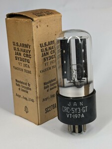 18091　RCA　JAN　CRC‐5Y3GTG　VT197A　ブラックプレート　未使用　1945年製造　軍用　真空管