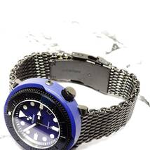 送料無料・新品・OUMASHIブランド・ツナ缶ダイバーメンズNH35機械式自動巻腕時計 ・オマージュウオッチ・シャークメッシュロック式ベルト_画像8