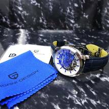 送料無料・新品・パガーニデザインPAGANI DESIGN腕時計メンズスケルトンメカニカルウォッチ自動巻きクロコ型押し本革腕時計PD-1638_画像10