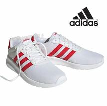 新品未使用 アディダス【26.5cm】 LITE RACER 定価6050円 ライトレーサー adidas スニーカー 靴 ランニング ウォーキング 5390 白 赤 運動_画像1