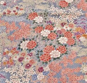 *. цветок * натуральный шелк .. лоскут голубой серый . мелкий цветок . прекрасный товар 36×169 старый ткань кимоно лоскут . кукла грузоподъемность .. украшение крепдешиновое мастерство кукольный дом 