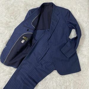 [ made in Japan ] SUPER LUG suit setup navy stripe XL 1 jpy start beautiful goods 