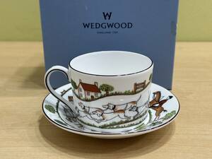 【23717】未使用 WEDGWOOD カップ&ソーサー 1客 ハンティングシーン HUNTING SCENES