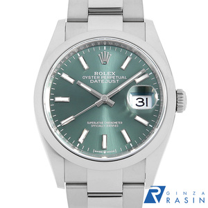 ロレックス デイトジャスト36 126200 ミントグリーン 3列 オイスターブレス ランダム番 中古 メンズ 腕時計　