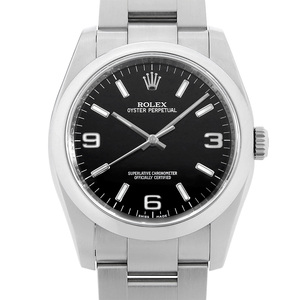 ロレックス オイスターパーペチュアル 日本限定モデル 116000 ブラック 369ホワイトバー M番 中古 メンズ 腕時計
