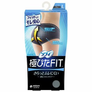 【特価セール】FIT 通気コットンタイプ 極ぴた Lサイズ グレー(生理用品 ソフィ サニタリーショーツ)