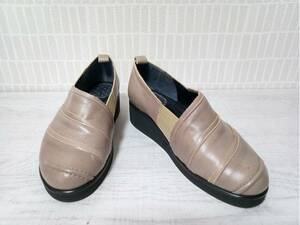 senso Uni ko[. дождь ]Jiu 23cm EEE натуральная кожа бежевый плоская обувь обувь .. надеть обувь только 
