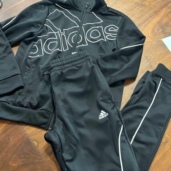 140 130 アディダス 上下セット ジャージ 黒 adidas