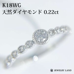 K18WG 天然ダイヤモンド 0.22ct ハーフエタニティリング