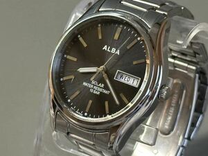 1円〜◆SEIKO セイコー ALBA アルバ SOLAR ソーラー V158-0AX0 黒文字盤 メンズ腕時計 稼働品 