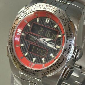 1円〜◆Marlboro マルボロ WARLD TIME クロノグラフ LIMITED MODEL 2005A アナデジ F1 サーキット 限定 クォーツ メンズ腕時計 稼働品の画像1