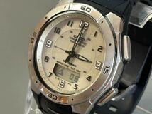 1円〜◆カシオ CASIO ウェーブセプター ソーラー電波時計 WVA-470 ゴールド文字盤 メンズ腕時計 稼働品_画像1