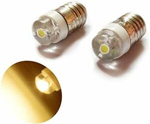 LED豆電球 高輝度 黄色っぽい COB E10 0.5W 3V 2個 螺旋LED懐中電灯アップグレード電球 暖かい白
