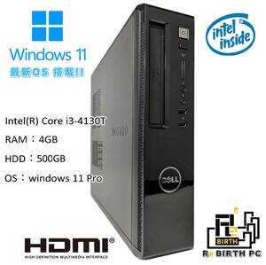 【231024-1】DELL Vostro 3800 Core i3 4130T デスクトップPC [Windows11 Pro]