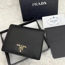 ★PRADA★プラダ ヴィッテログレイン 二つ折り 財布 シボ革 ブラック_画像1