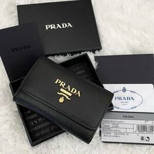 ★極美品★現行 PRADA プラダ サフィアーノ キーケース ゴールド金具 ICチップ搭載 RFID