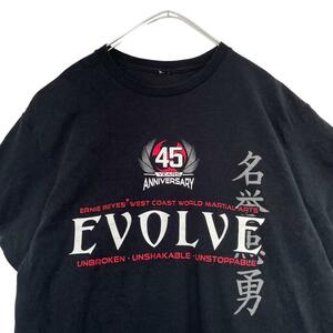 四字熟語プリント半袖Tシャツ　メンズL　b1