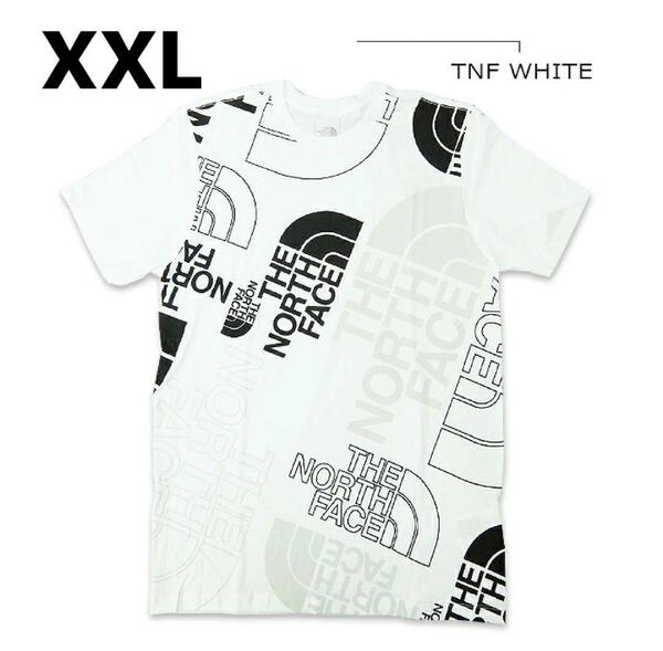 US限定ノースフェイス ユニセックスXインジェクショングラフィックTシャツ　大きいサイズ　XXL　白　総柄