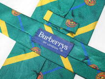 【BURBERRY バーバリー】A3137 グリーン ロゴ イタリア 伊製 SILK ブランド ネクタイ 古着 良品_画像3