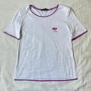 LEONARD レオナール　半袖Tシャツ ホワイト トップス 胸ロゴ　刺繍