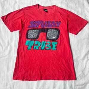 【大人気】stussy ステューシー　tribe デザイン◎ Tシャツ 半袖 胸ロゴ 刺繍 古着 希少