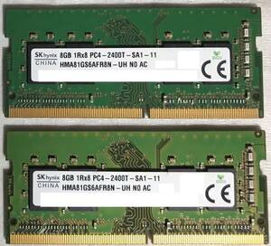 ◆送料無料◆【SK Hynix PC4-2400T】ノートPC用DDR4メモリ8GB 2枚 計：16GB