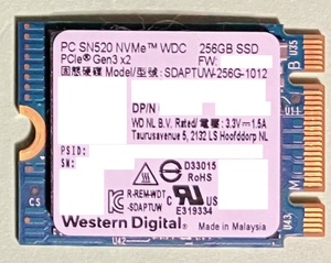 ◆送料無料◆M.2 SSD NVMe【Western Digital SDAPTUW-256G】256GB 1本
