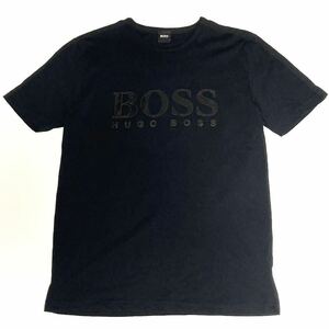 HUGO BOSS * Portugal made Gold Logo neck line fine quality T-shirt black M gentleman simple mode adult casual Hugo Boss #SAP249