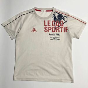 le coq sportif ☆ ロゴ デザイン メッシュ Tシャツ 半袖 ホワイト L スポーツ ランニング トレーニング ルコック スポルティフ■SAP237