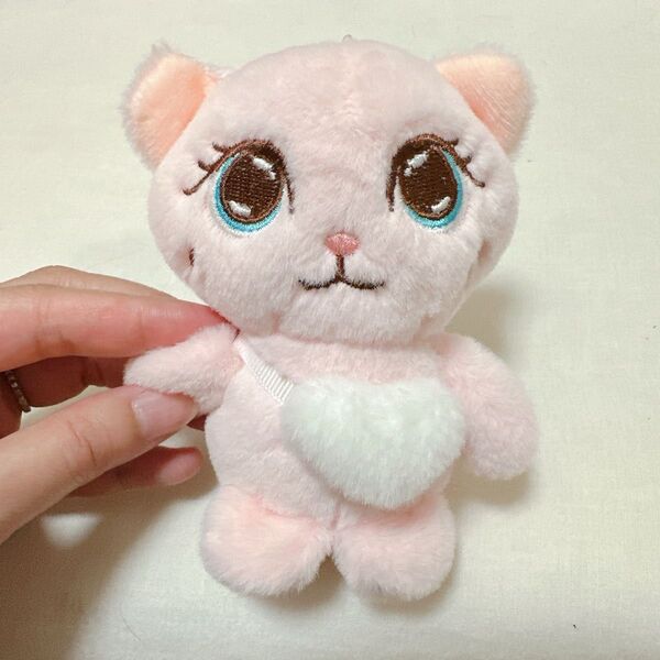 ふわふわ子猫 ボールチェーン ピンク 猫 子猫 ぬいぐるみ キーホルダー マスコット