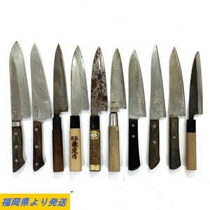 【10本/まとめ売り】 和包丁等 堺屋直助/兼定/薩摩/豊勝/弘行/等 出刃包丁、舟行包丁 ＊ジャンク品【福岡】