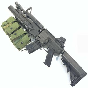 東京マルイ TOKYO MARUI M4A1カービン & JAC M203 グレネードランチャー 電動ガン 18才以上用 グレネードカート/ポーチ付き＊ジャンク品