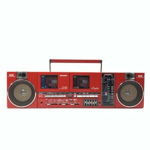 SHARP sharp QT-88R FM/AM radio table component system red / speaker sectional pattern W cassette radio-cassette * simple inspection goods 