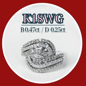 新品　K18WG　Braundiamond　DiamondRing　ブラウンダイヤモンド　ダイアモンド　サイザ16　高級ジュエリー