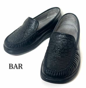 BAR* Bear -* small size (2/21.5cm corresponding ) original leather Loafer mat black ko type pushed shoes / black 