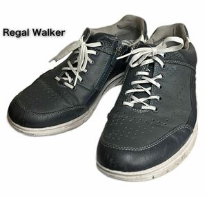 REGAL WALKER★リーガル ウォーカー★（24.5）サイドファスナー レザー スニーカー シューズ 靴/チャコール系