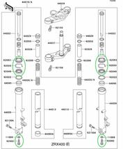 【送料無料】カワサキ純正ZRX400 ZRX400-2 フロントフォークオーバーホールキット( オイルシール ダストシール パッキン シール Ⅱ )_画像2