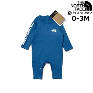 売切り【正規新品】THE NORTH FACE◆BABY INFANT AMPHIBIOUS SUN ONE-PIECE ロンパース US限定 ストレッチ 速乾 袖ロゴ(0-3M)青 240517-5