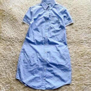 FRED PERRY Fred Perry shirt One-piece light blue knee under short sleeves dot 36