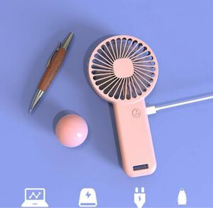 ★SALE★ハンディファン 携帯扇風機 3段階 卓上 ミニファン USB充電 夏 おしゃれ 静音 軽量 暑さ対策 ピンク