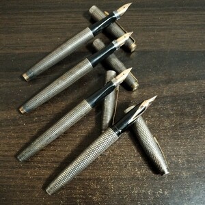 4 pcs set fountain pen PARKER sterling silver Parker pen .14K 14 gold K14 SHEAFFER Sheaffer Silver silver stamp writing brush chronicle not yet verification 