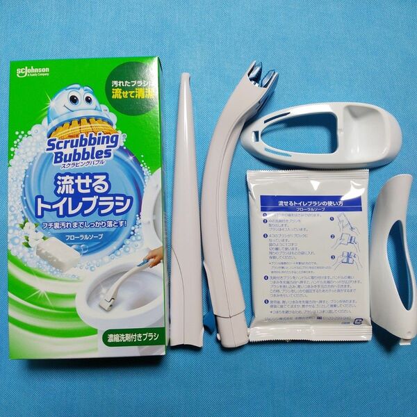 （新品未使用）　　ジョンソン スクラビングバブル　流せるトイレブラシ（フローラルソープ）×1箱（本体・洗剤付ブラシ×4個）