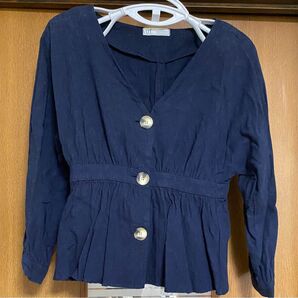【USED】ZARA TRF Collection ネイビートップス XS